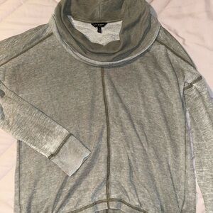 Lucky Brand waffle cowl neck burnout top olive green size small